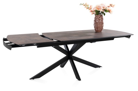 [od ręki] Rozkładany Stół Jadalniany PAVALON 170–230 cm – Blat HPL Primo Laminato Roest (Rdza) – Centralna Noga
