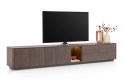 [od ręki] Szafka RTV Lowboard TRENTON 270 cm – XOOON | Fornir Dębowy Clay, Podświetlenie LED, System Push-to-Open