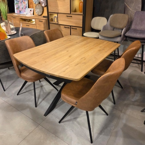 [na zamówienie] Rozkładany Stół Jadalniany PAVALON 140–190 cm – Blat HPL Primo Laminato Natural – Centralna Noga Designerska