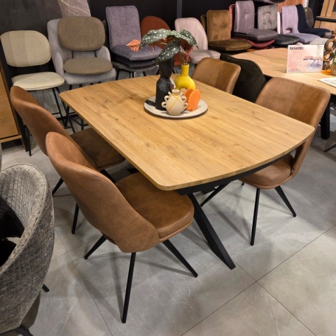 [na zamówienie] Rozkładany Stół Jadalniany PAVALON 140–190 cm – Blat HPL Primo Laminato Natural – Centralna Noga Designerska