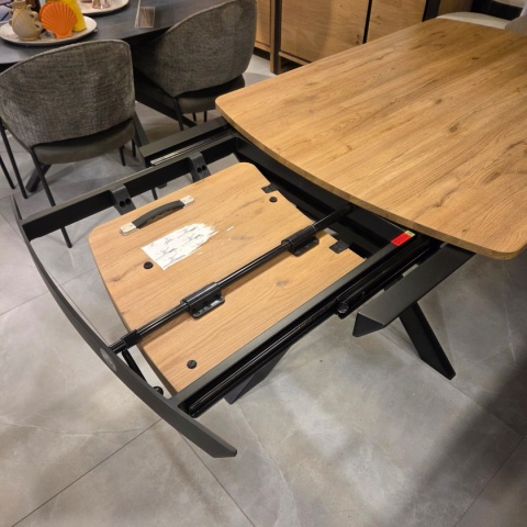 [na zamówienie] Rozkładany Stół Jadalniany PAVALON 140–190 cm – Blat HPL Primo Laminato Natural – Centralna Noga Designerska