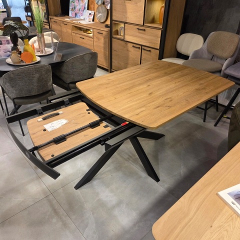[na zamówienie] Rozkładany Stół Jadalniany PAVALON 140–190 cm – Blat HPL Primo Laminato Natural – Centralna Noga Designerska