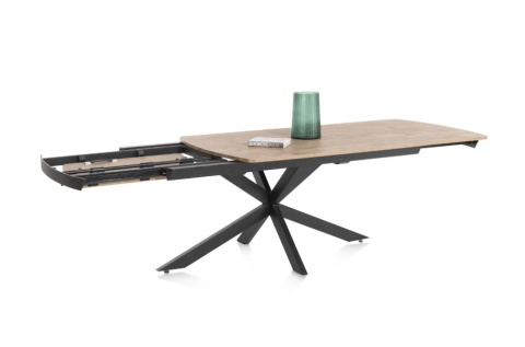 [na zamówienie] Rozkładany Stół Jadalniany PAVALON 170–230 cm – Blat HPL Primo Laminato Barnwood – Centralna Noga Designerska