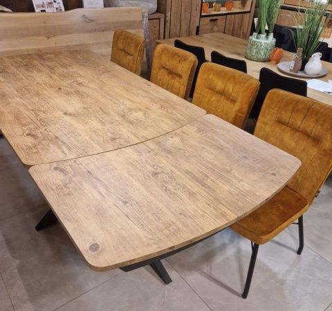 [na zamówienie] Rozkładany Stół Jadalniany PAVALON 170–230 cm – Blat HPL Primo Laminato Barnwood – Centralna Noga Designerska