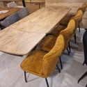 [na zamówienie] Rozkładany Stół Jadalniany PAVALON 170–230 cm – Blat HPL Primo Laminato Barnwood – Centralna Noga Designerska