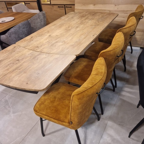 [na zamówienie] Rozkładany Stół Jadalniany PAVALON 170–230 cm – Blat HPL Primo Laminato Barnwood – Centralna Noga Designerska