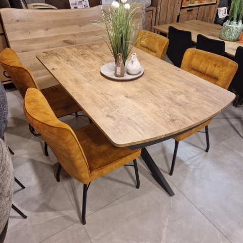 [na zamówienie] Rozkładany Stół Jadalniany PAVALON 170–230 cm – Blat HPL Primo Laminato Barnwood – Centralna Noga Designerska