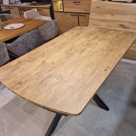 [na zamówienie] Rozkładany Stół Jadalniany PAVALON 170–230 cm – Blat HPL Primo Laminato Barnwood – Centralna Noga Designerska