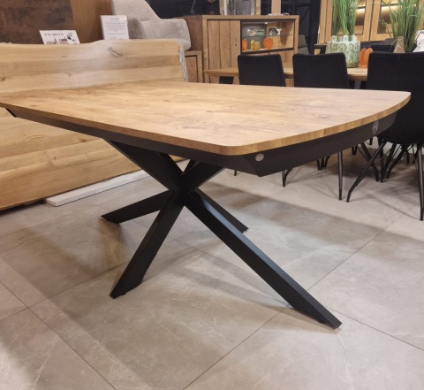 [na zamówienie] Rozkładany Stół Jadalniany PAVALON 170–230 cm – Blat HPL Primo Laminato Barnwood – Centralna Noga Designerska