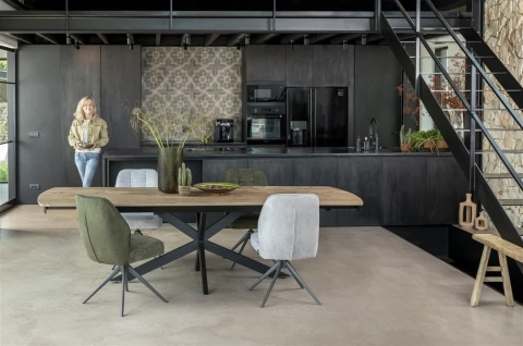 [na zamówienie] Rozkładany Stół Jadalniany PAVALON 170–230 cm – Blat HPL Primo Laminato Natural – Centralna Noga Designerska