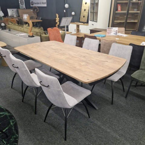 [na zamówienie] Rozkładany Stół Jadalniany PAVALON 200–278 cm – Blat HPL Primo Laminato Barnwood – Centralna Noga Designerska