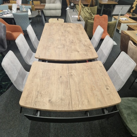 [na zamówienie] Rozkładany Stół Jadalniany PAVALON 200–278 cm – Blat HPL Primo Laminato Barnwood – Centralna Noga Designerska