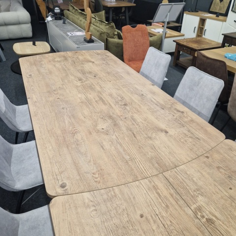 [na zamówienie] Rozkładany Stół Jadalniany PAVALON 200–278 cm – Blat HPL Primo Laminato Barnwood – Centralna Noga Designerska