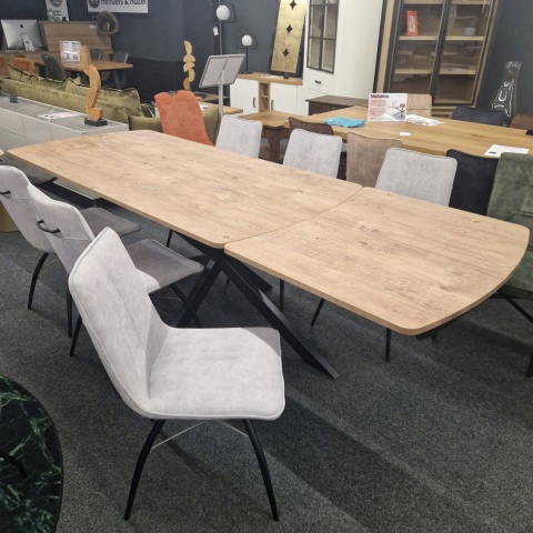 [na zamówienie] Rozkładany Stół Jadalniany PAVALON 200–278 cm – Blat HPL Primo Laminato Barnwood – Centralna Noga Designerska