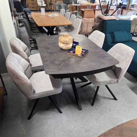 [od ręki] Rozkładany Stół Jadalniany PAVALON 140–190 cm – Blat HPL Primo Laminato Antracyt – Centralna Noga Designerska