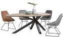 [R, od ręki] Owalny Stół Jadalniany COLOMBO 200 x 120 cm – Blat z Litego Drewna Dębowego – Czarna Metalowa Noga Pająk