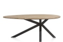 [R, od ręki] Owalny Stół Jadalniany COLOMBO 200 x 120 cm – Blat z Litego Drewna Dębowego – Czarna Metalowa Noga Pająk