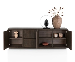 [defekt] Szeroka Komoda / Dressoir GIJON 240 cm –Fornir Dębowy w Kolorze Bazaltowym (Basalt) – System Soft-Closing –