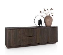 [defekt] Szeroka Komoda / Dressoir GIJON 240 cm –Fornir Dębowy w Kolorze Bazaltowym (Basalt) – System Soft-Closing –