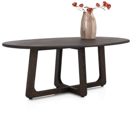 [na zamówienie] Ekskluzywny Stół Jadalniany ALMORA 210 cm – Blat z Litego Dębu Basalt – Unikalna Podstawa Modern Vintage
