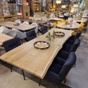 [od ręki] Rozkładany Stół Dębowy 200–280 x 100 cm – Lite Drewno 4 cm z Krawędzią Live Edge – Stalowy Stelaż Pająk Premium