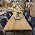 [od ręki] Rozkładany Stół Dębowy 200–280 x 100 cm – Lite Drewno 4 cm z Krawędzią Live Edge – Stalowy Stelaż Pająk Premium