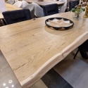 [od ręki] Rozkładany Stół Dębowy 200–280 x 100 cm – Lite Drewno 4 cm z Krawędzią Live Edge – Stalowy Stelaż Pająk Premium