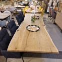 [od ręki] Rozkładany Stół Dębowy 200–280 x 100 cm – Lite Drewno 4 cm z Krawędzią Live Edge – Stalowy Stelaż Pająk Premium