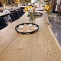 [od ręki] Rozkładany Stół Dębowy 200–280 x 100 cm – Lite Drewno 4 cm z Krawędzią Live Edge – Stalowy Stelaż Pająk Premium