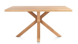 [od ręki] Stół Jadalniany NYBORG 150 x 100 cm – Naturalny Fornir Dębowy Dune – Matowy Lakier Platinum – Centralna Noga