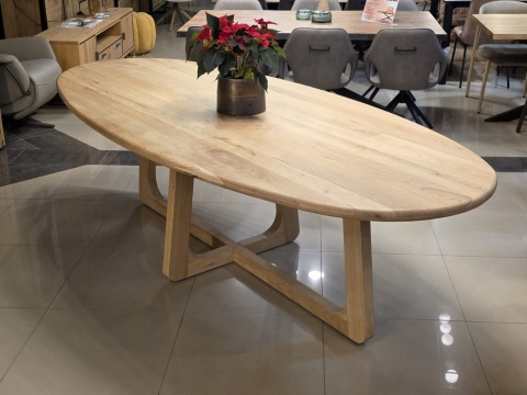 [na zamówienie] Stół Jadalniany Almora 270 cm – Lity Dąb Natural Sand (Lakier Platinum)