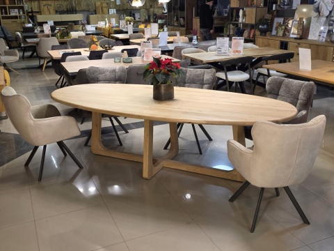 [na zamówienie] Stół Jadalniany Almora 270 cm – Lity Dąb Natural Sand (Lakier Platinum)