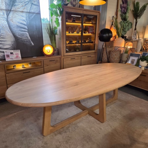 [na zamówienie] Stół Jadalniany Almora 270 cm – Lity Dąb Natural Sand (Lakier Platinum)