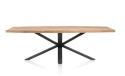[R, od ręki] Owalny Stół Jadalniany METALUXE 240 x 110 cm – Blat z Forniru Dębowego we Wzór Jodełki – Noga Centralna