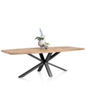[R, od ręki] Owalny Stół Jadalniany METALUXE 240 x 110 cm – Blat z Forniru Dębowego we Wzór Jodełki – Noga Centralna