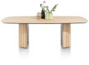 Owalny Stół Jadalniany PAVIE 270 x 120 cm – Naturalny Fornir Dębowy – Kolumnowa Noga Cylindryczna –