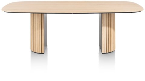 Owalny Stół Jadalniany PAVIE 270 x 120 cm – Naturalny Fornir Dębowy – Kolumnowa Noga Cylindryczna –