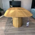 Owalny Stół Jadalniany PAVIE 270 x 120 cm – Naturalny Fornir Dębowy – Kolumnowa Noga Cylindryczna –