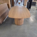 Owalny Stół Jadalniany PAVIE 270 x 120 cm – Naturalny Fornir Dębowy – Kolumnowa Noga Cylindryczna –
