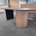 Owalny Stół Jadalniany PAVIE 270 x 120 cm – Naturalny Fornir Dębowy – Kolumnowa Noga Cylindryczna –