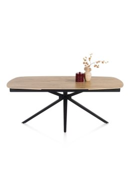 [fabrycznie nowy] Ekskluzywny Rozkładany Stół Ceramiczny LATTINA 200-300 cm - Blat Ceramic Oak Natural - Czarne Metalowe Nogi