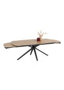 [fabrycznie nowy] Ekskluzywny Rozkładany Stół Ceramiczny LATTINA 200-300 cm - Blat Ceramic Oak Natural - Czarne Metalowe Nogi