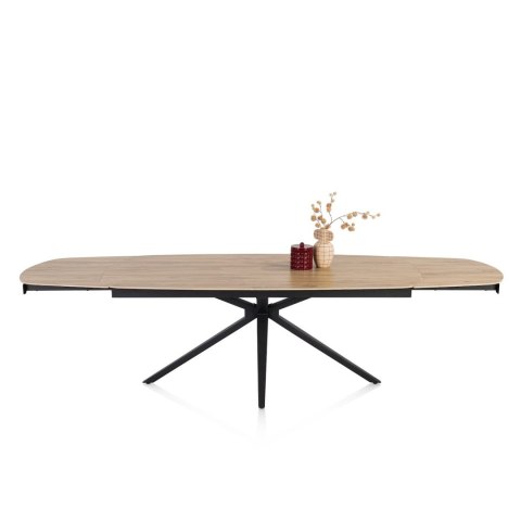[fabrycznie nowy] Ekskluzywny Rozkładany Stół Ceramiczny LATTINA 200-300 cm - Blat Ceramic Oak Natural - Czarne Metalowe Nogi