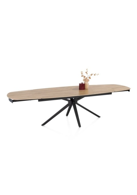 [fabrycznie nowy] Ekskluzywny Rozkładany Stół Ceramiczny LATTINA 200-300 cm - Blat Ceramic Oak Natural - Czarne Metalowe Nogi
