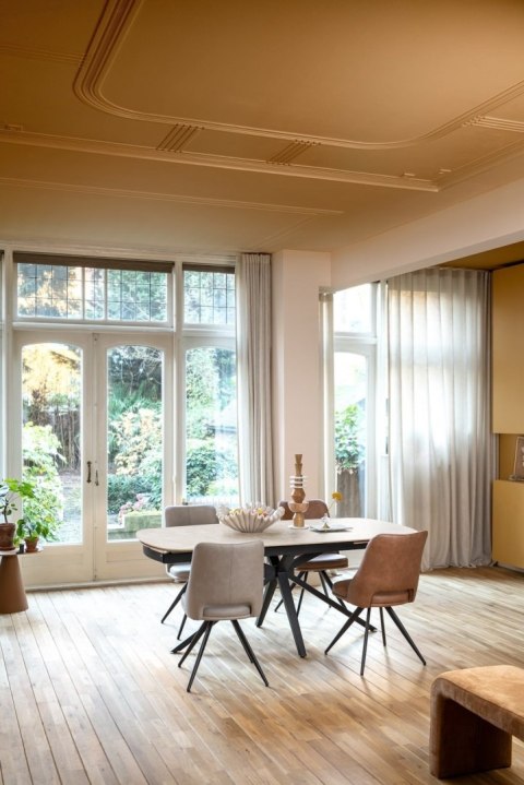 [fabrycznie nowy] Ekskluzywny Rozkładany Stół Ceramiczny LATTINA 200-300 cm - Blat Ceramic Oak Natural - Czarne Metalowe Nogi