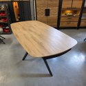[fabrycznie nowy] Ekskluzywny Rozkładany Stół Ceramiczny LATTINA 200-300 cm - Blat Ceramic Oak Natural - Czarne Metalowe Nogi