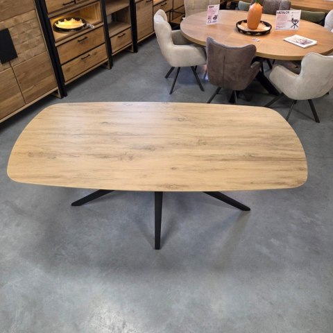 [fabrycznie nowy] Ekskluzywny Rozkładany Stół Ceramiczny LATTINA 200-300 cm - Blat Ceramic Oak Natural - Czarne Metalowe Nogi