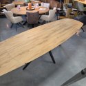 [fabrycznie nowy] Ekskluzywny Rozkładany Stół Ceramiczny LATTINA 200-300 cm - Blat Ceramic Oak Natural - Czarne Metalowe Nogi