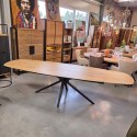 [fabrycznie nowy] Ekskluzywny Rozkładany Stół Ceramiczny LATTINA 200-300 cm - Blat Ceramic Oak Natural - Czarne Metalowe Nogi