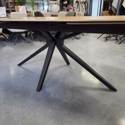 [fabrycznie nowy] Ekskluzywny Rozkładany Stół Ceramiczny LATTINA 200-300 cm - Blat Ceramic Oak Natural - Czarne Metalowe Nogi